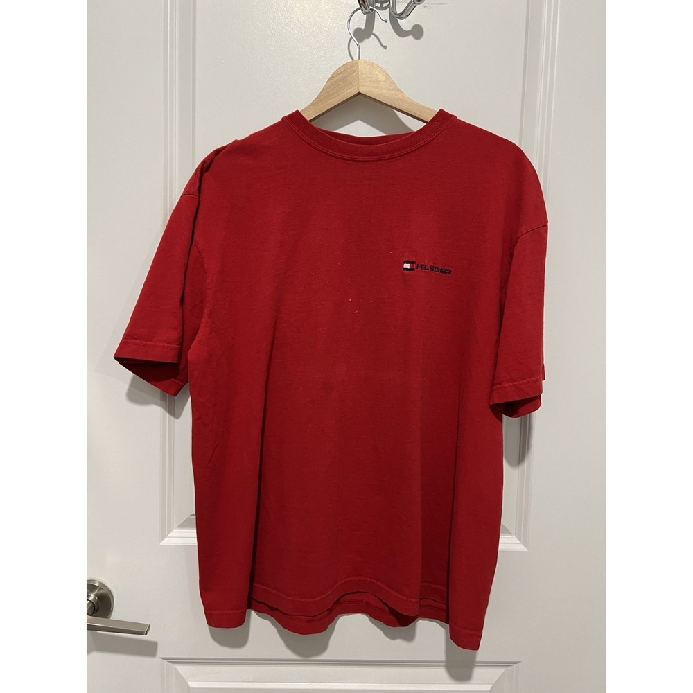 Vintage Tommy Hilfiger T-Shirt Men's Size Medium Red Short Sleeve Y2K